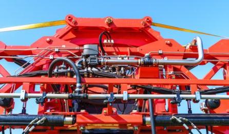 hydraulic cylinders close up on agriculture equipment